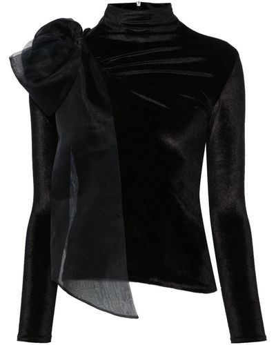Atu Body Couture High-neck Velvet Top - Black
