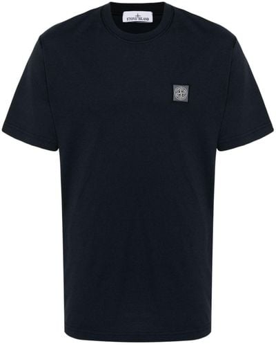 Stone Island Katoenen T-shirt Met Logopatch - Blauw
