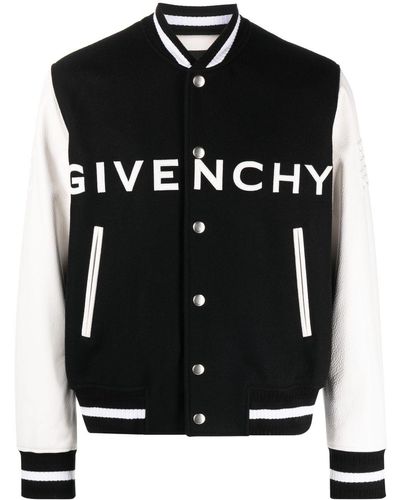Givenchy Chaqueta varsity en mezcla de lana con piel - Negro