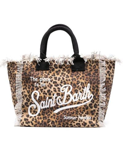 Mc2 Saint Barth Vanity Leopard-print Beach Bag - Natural