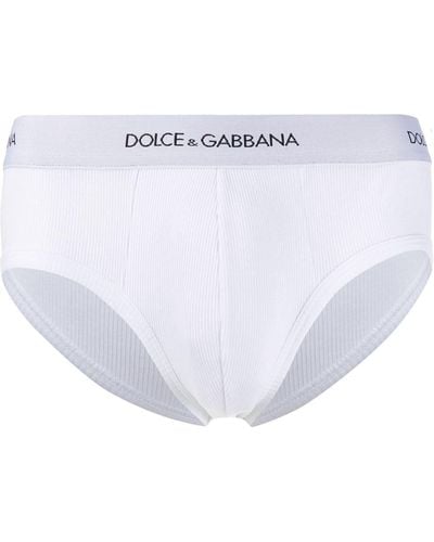 Dolce & Gabbana Calzoncillos de canalé con logo en la cinturilla - Blanco