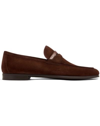 Magnanni Penny-slot Suede Loafers - Brown