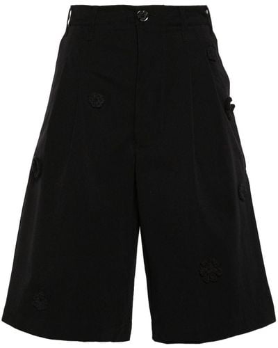 Song For The Mute Floral-appliqué Tailored Shorts - Black