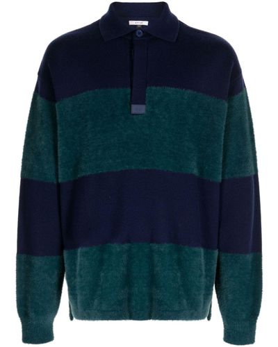 Eytys Striped Brushed Wool-blend Sweater - Blue