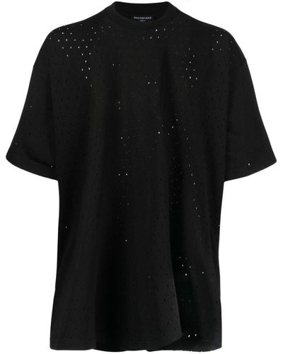 Balenciaga Perforated Oversize T-shirt - Black