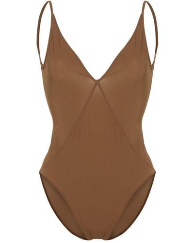 Rick Owens V-neck One-piece Swimsuit - Brown