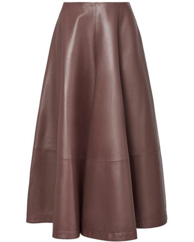 Altuzarra Varda A-line Leather Midi Skirt - Brown