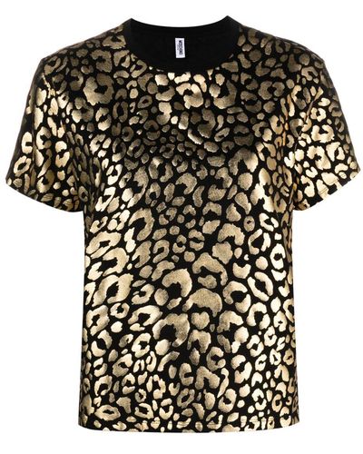 Moschino Camiseta de playa con estampado de leopardo - Negro