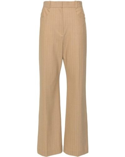 Maje Striped High-waisted Pants - Natural