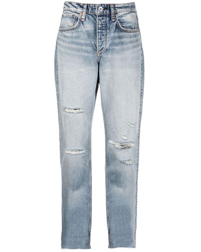Rag & Bone Jeans crop con effetto vissuto - Blu