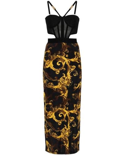 Versace Kleid mit Watercolour Couture-Print - Schwarz