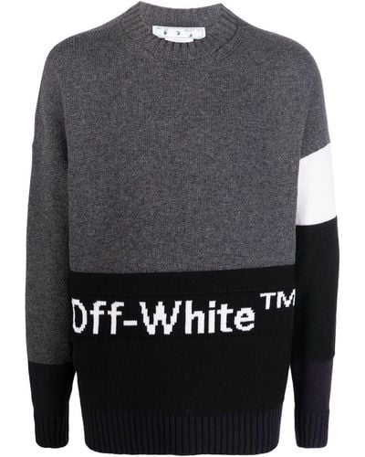 Off-White c/o Virgil Abloh Logo-intarsia Sweater - Gray