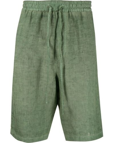 120% Lino Drawstring Knee-length Shorts - Green