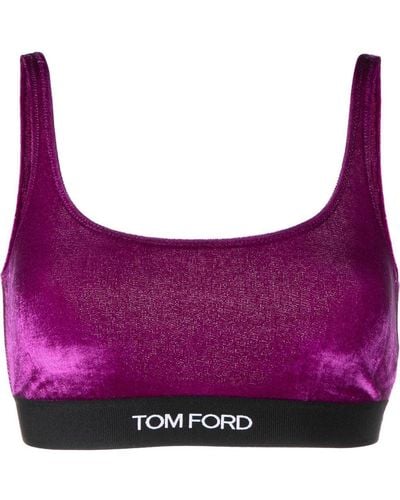 Tom Ford Logo-band Low-back Bralette - Purple