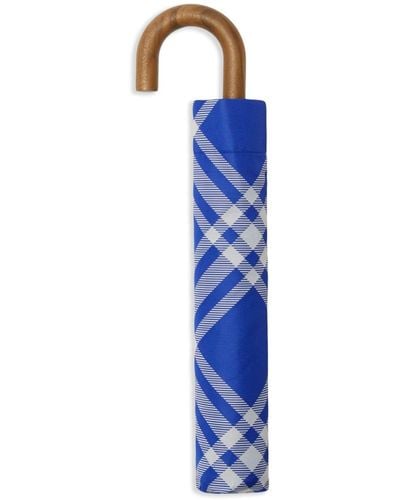Burberry Parapluie repliable à carreaux - Bleu