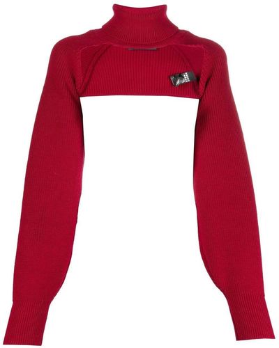 John Richmond Cut Out Roll Neck Sweater - Red