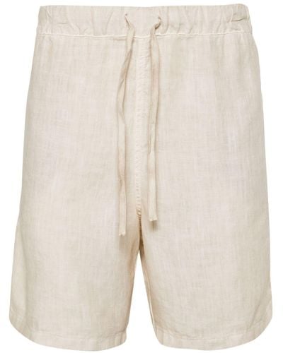 120% Lino Drawstring-waist Bermuda Shorts - Natural