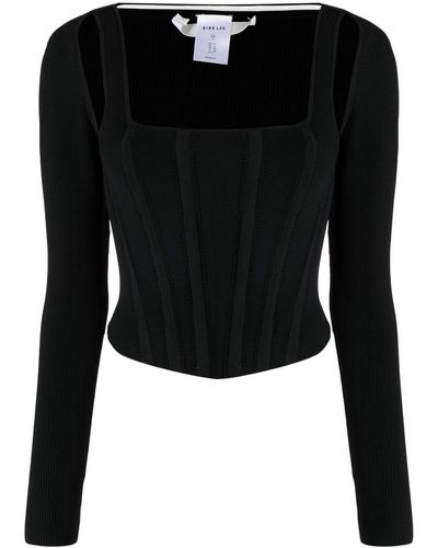 Dion Lee Top estilo corsé de manga larga - Negro