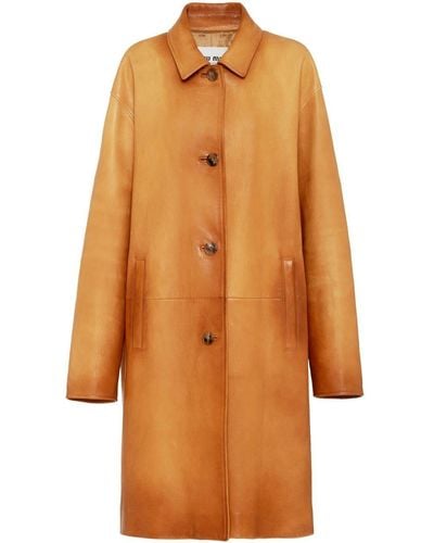 Miu Miu Nappa Leather Coat - Orange