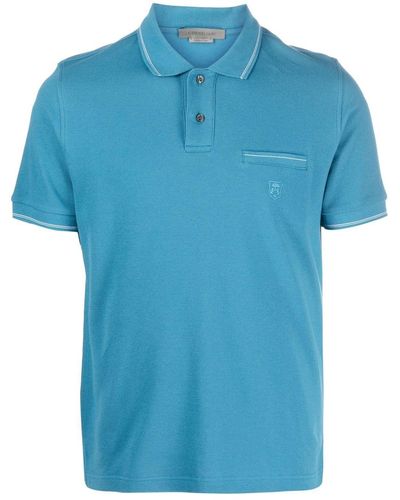 Corneliani Short-sleeve Cotton Polo Shirt - Blue