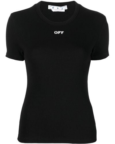 Off-White c/o Virgil Abloh Logo-print Ribbed T-shirt - Black