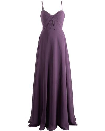 Marchesa Twist-detail Floor-length Dress - Purple