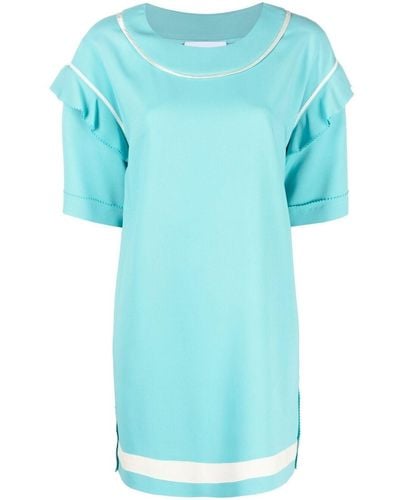 Moschino Ruffled Detailing T-shirt Dress - Blue