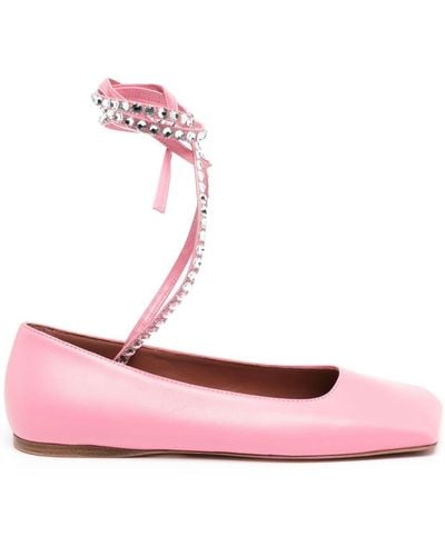 AMINA MUADDI Ane Leather Ballerina Shoes - Pink