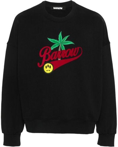 Barrow Flocked-logo Cotton Sweatshirt - Black