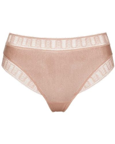 Eres Nuageux Lace-trimmed Thong - Natural