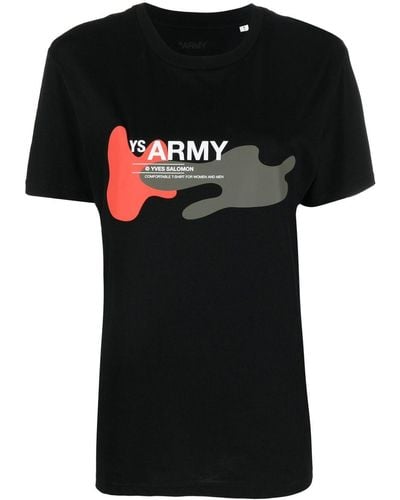 Yves Salomon T-shirt YS Army con stampa grafica - Nero