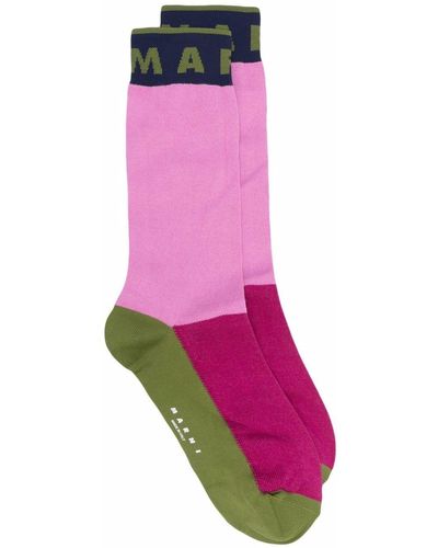 Marni カラーブロック 靴下 - ピンク