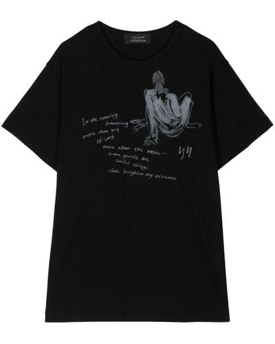 Yohji Yamamoto グラフィック Tシャツ - ブラック