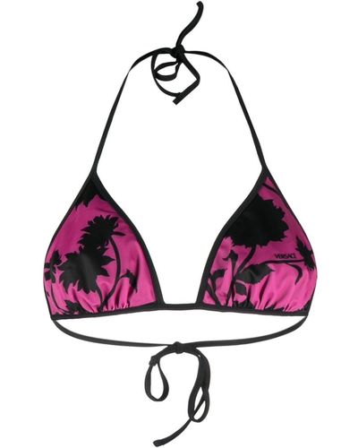 Versace Top de bikini reversible con palmeras estampadas - Morado