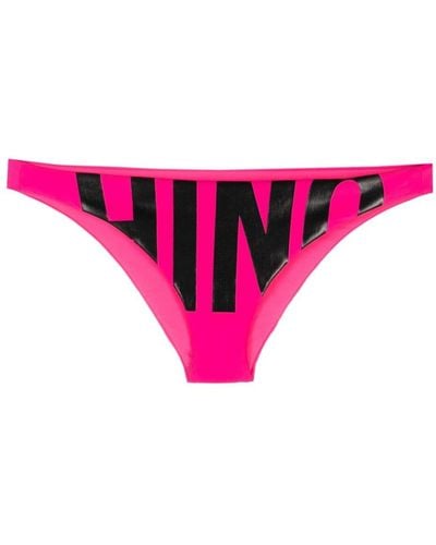 Moschino Logo Print Bikini Bottoms - Pink