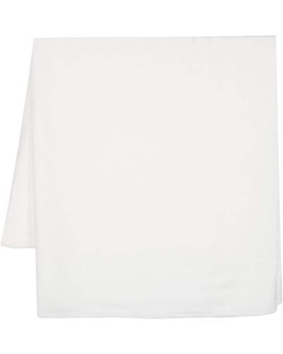 Elisabetta Franchi Ausgefranster Schal mit Jacquard-Logo - Weiß