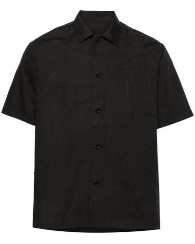 Sacai Popeline Overhemd Met Borduurwerk - Zwart