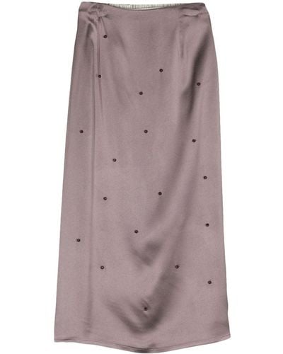 Alysi Bead-detailed Straight Midi Skirt - Purple