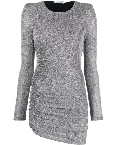 Amen Metallic Ruched Mini Dress - Gray