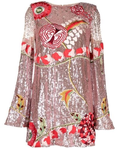 Rachel Gilbert Mari Floral-embroidery Midi Dress - Red