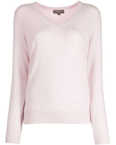N.Peal Cashmere V-neck Cashmere Sweater - Pink