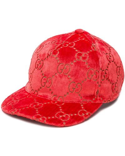 Gucci GG Velvet Baseball Cap - Red