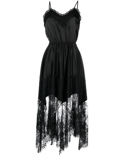 Nissa Lace-embellished slip midi dress - Nero