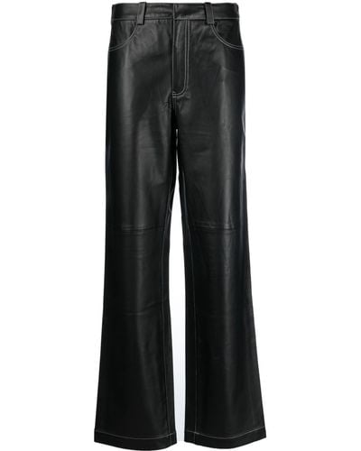 Axel Arigato Spencer Straight-leg Leather Pants - Black