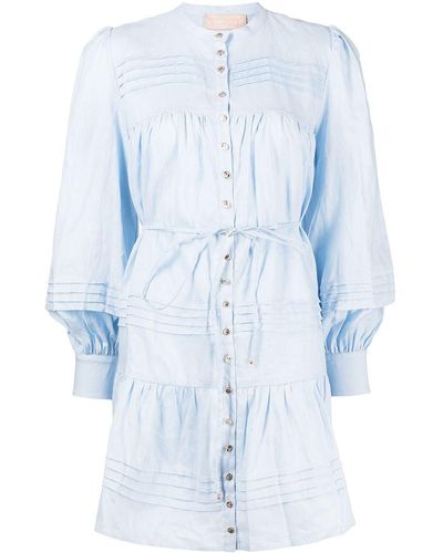 Keepsake Waist-tied Shirt Dress - Blue