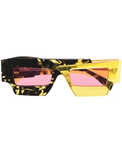 Kuboraum Two-tone Rectangle-frame Sunglasses - Yellow