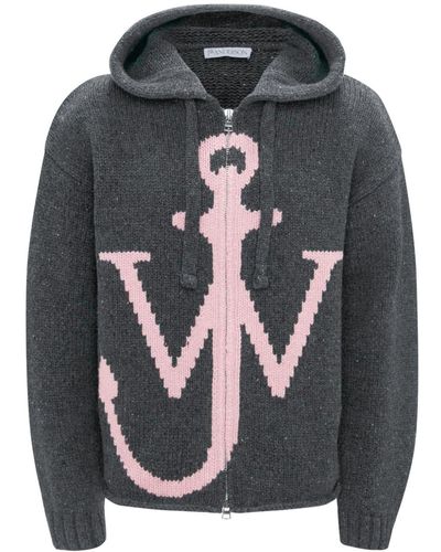 JW Anderson Cardigan à logo en intarsia - Noir