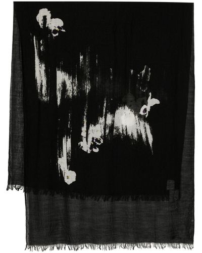 Y's Yohji Yamamoto Écharpe à imprimé Blurred Pansy - Noir