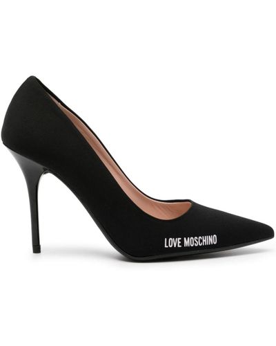 Love Moschino Zapatos de tacón con puntera en punta y logo - Negro