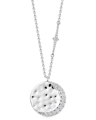 Astley Clarke Large Luna Crescent Pendant Sapphire Necklace - White